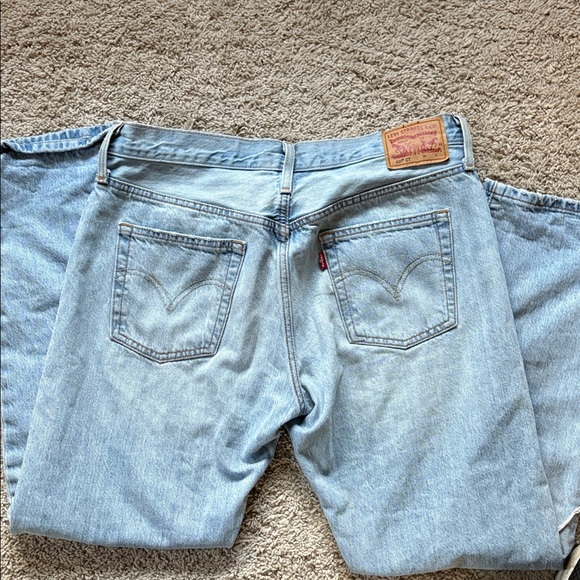 Levi's 501 Light Blue Distressed Boyfriend Jeans - Picture 7 of 12
